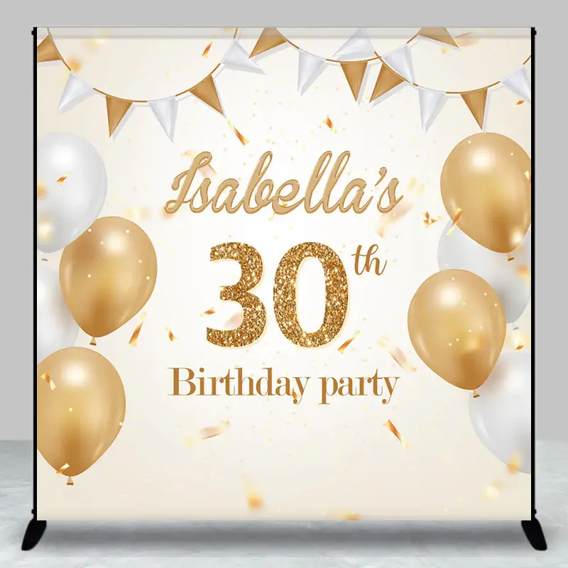Personalized Champagne Color 30th Birthday Backdrop