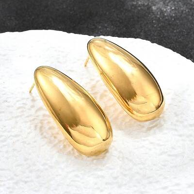 Ion Plating(IP) 304 Stainless Steel Teardrop Stud Earrings for Women