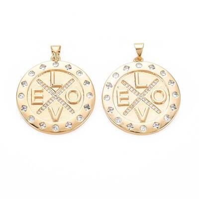 Brass Micro Pave Clear Cubic Zirconia Pendants