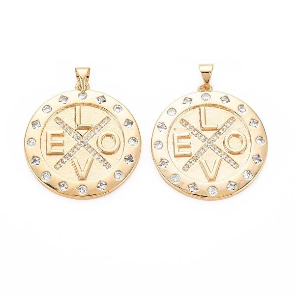Brass Micro Pave Clear Cubic Zirconia Pendants