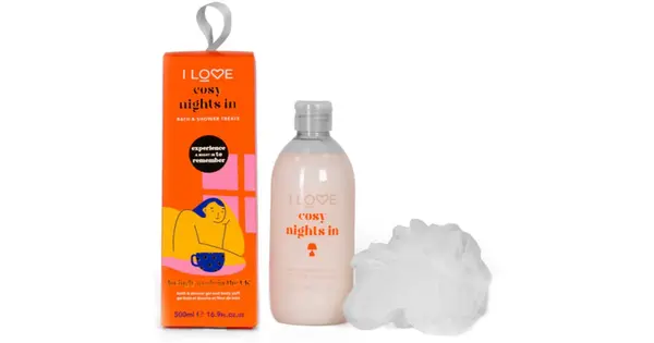 I Love... Bathtime Treats Cosy Nights Gift Set Shower Gel & Cleansing Sponge 500ml
