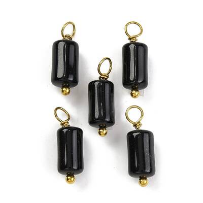 Natural Obsidian Cloumn Pendants