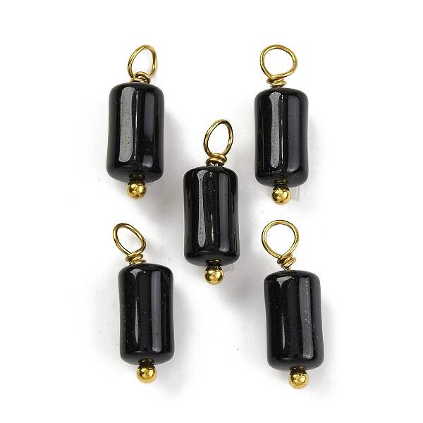 Natural Obsidian Cloumn Pendants