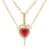 MEIITRUE 14K Gold Plated Heart Pendant Necklaces for Women Men, Zirconia Dagger Cross Pendant Necklace, Elegant Jewelry Gift ...