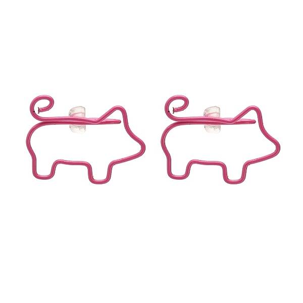 Open Pig Shape Iron Stud Earrings