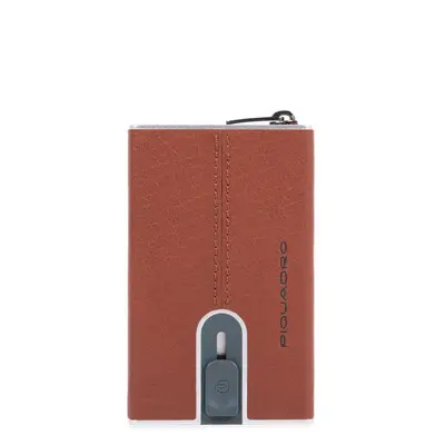 Piquadro, Leather Credit Card Holder, Square Sliding System, Brown, Unisex