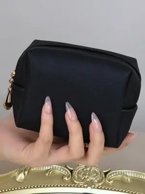 Solid Classic Makeup Bag, Trendy Matching Travel Makeup Storage Bag, Portable Cosmetic Storage Bag for Women