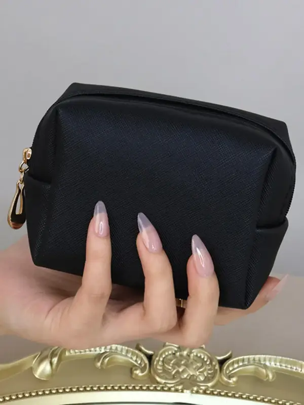 Solid Classic Makeup Bag,  Trendy Matching Travel Makeup Storage Bag, Portable Cosmetic Storage Bag for Women