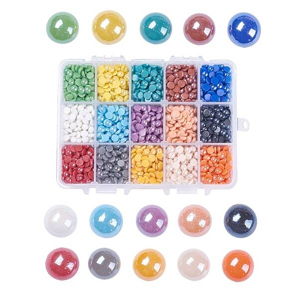 15 Colors Pearlized Plated Handmade Porcelain Cabochons