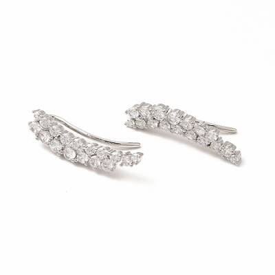 Brass Micro Pave Cubic Zirconia Stud Crawler Earrings