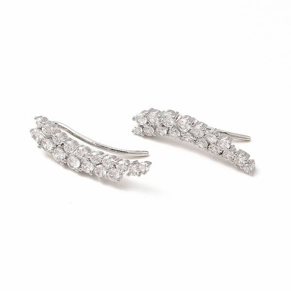 Brass Micro Pave Cubic Zirconia Stud Crawler Earrings