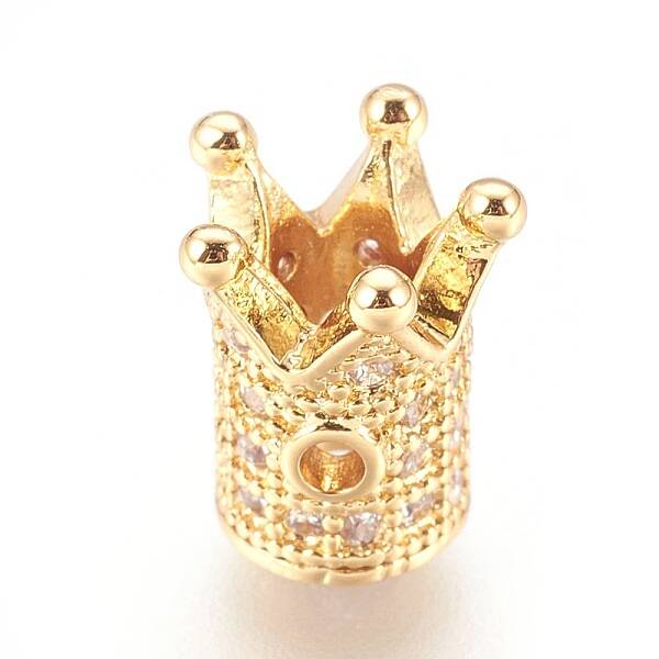 Brass Micro Pave Cubic Zirconia Beads