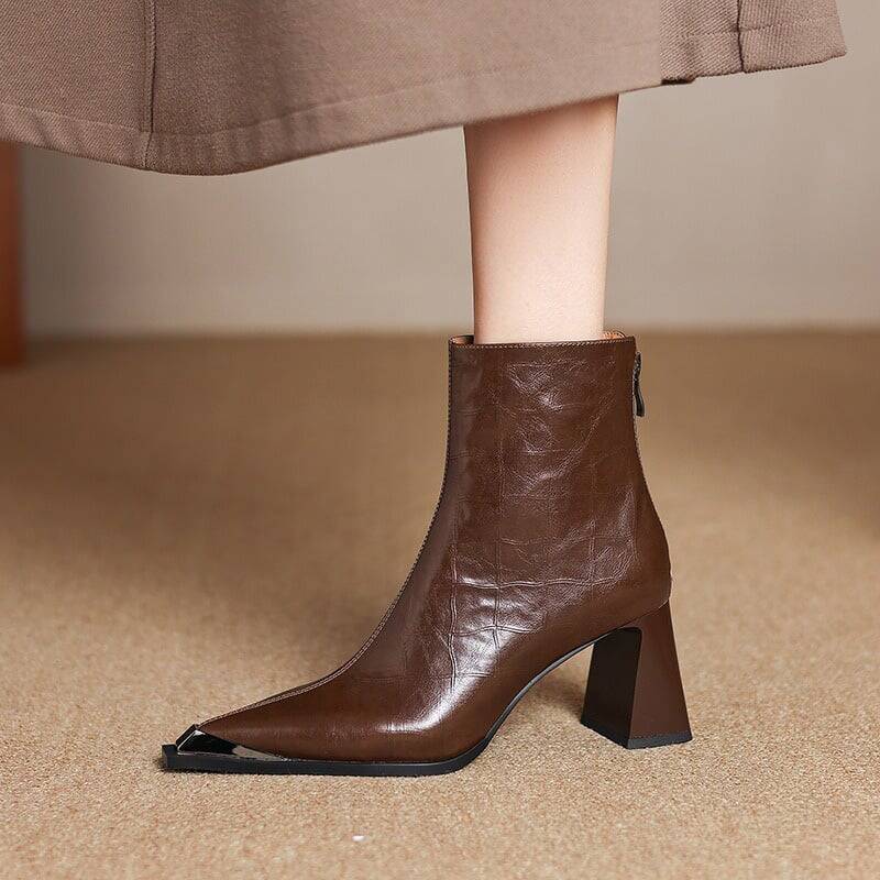 CHIKO Agatha Pointy Toe Chunky Heels Ankle Boots