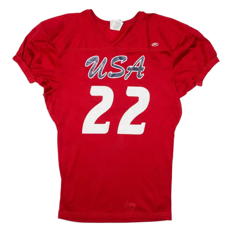 RAWLINGS Mens Jersey Red USA V-Neck Nylon M