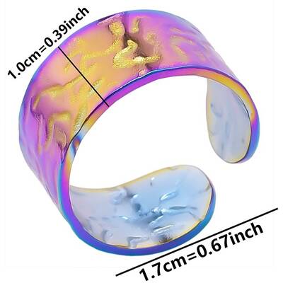 304 Stainless Steel Textured Open Cuff Rings