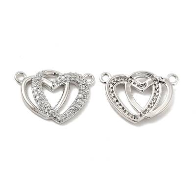 Brass Micro Pave Clear Cubic Zirconia Connector Charms