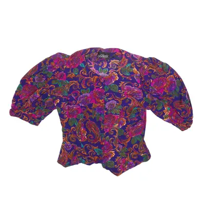 ALEXIS FASHIONS INC Shirt Purple Floral Short Sleeve Womens S