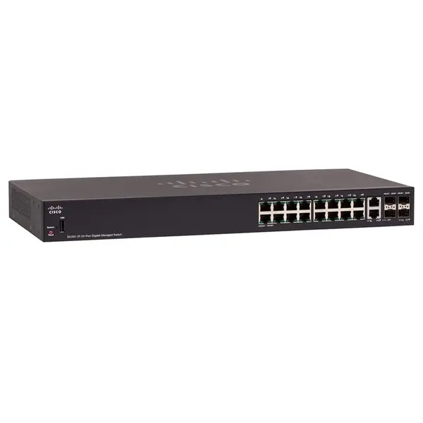Cisco SG350-20-K9 | Small Business 350 Series 16 x RJ-45 Ports 10/100/1000Base-T + 2 x Copper SFP Ports + 2 x Combo SFP Ports...
