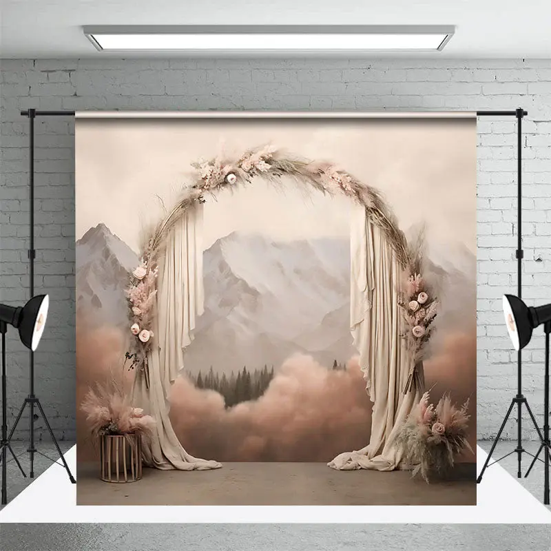 Mountain Wall Boho Arch Garland Wedding Backdrop - Aperturee