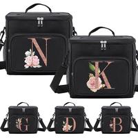 Floral & Letter Pattern Tote Lunch Bag, 1 Count Bohemian Reusable Insulated Lunch Bag with Adjustable Shoulder Strap, Portabl...