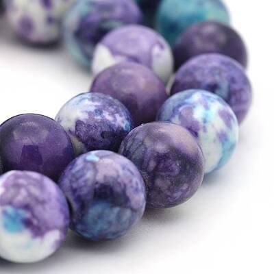 Synthetic Ocean White Jade Round Bead Strands