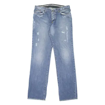 DOLCE & GABBANA Distressed Mens Jeans Blue Regular Straight Stone Wash W34 L35