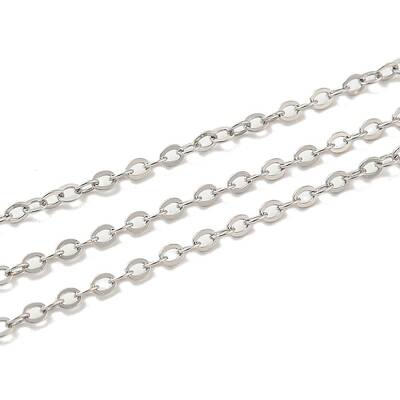 Anti-Tarnish Rhodium Plated 925 Sterling Silver Flat Cable Chains
