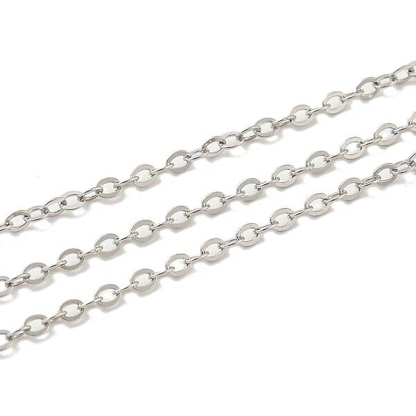 Anti-Tarnish Rhodium Plated 925 Sterling Silver Flat Cable Chains