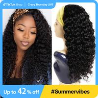 Bling Hair Headband Wig Deep Wave Human Hair For Women Glueless Short Curly Cheap Wig Fall Machine Made Non Lace Brazilian Re...