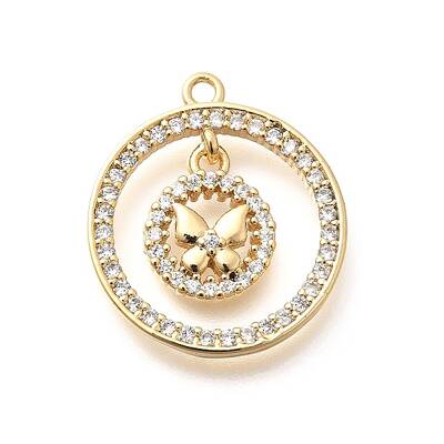 Brass Micro Pave Cubic Zirconia Pendants