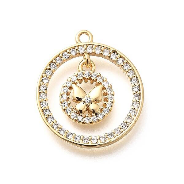 Brass Micro Pave Cubic Zirconia Pendants