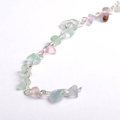 Handmade Natural Fluorite Chips Beads Chains for Necklaces Bracelets Making