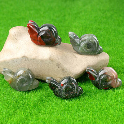 Natural Africa Bloodstone Carved Healing Snail Figurines