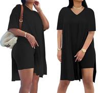 Difanlv Women's 2 Piece Outfits Short Sleeve Tunic Top & Bodycon Shorts, Breathable Loungewear for Outdoor Activities Tracksu...