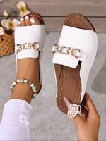 Women's Fashionable Chain Decorated Platform Sandals, Summer Beach Sandals, Casual Comfortable Breathable Trendy Sandals for ...