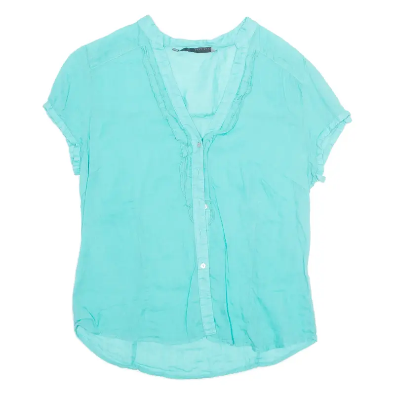 ZARA Womens Blouse Blue V-Neck M