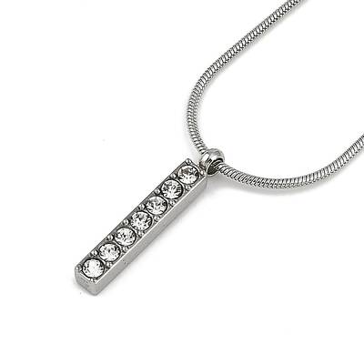 304 Stainless Steel Crystal Rhinestone Rectangle Pendant Round Snake Chain Necklaces for Women
