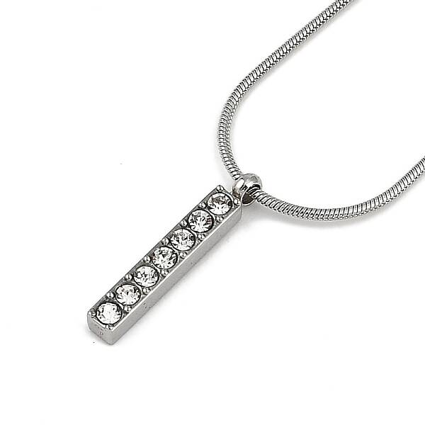 304 Stainless Steel Crystal Rhinestone Rectangle Pendant Round Snake Chain Necklaces for Women