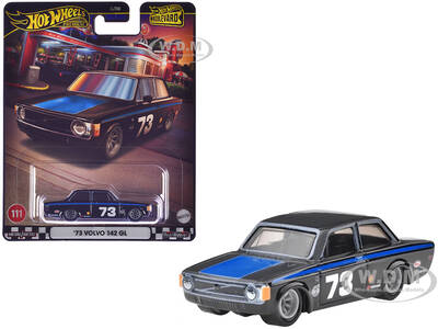 1973 Volvo 142 GL 73 Black with Blue Stripes and Hood \