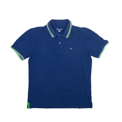 CHAMPION Heritage Fit Polo Shirt Blue Short Sleeve Mens L