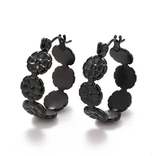 Flower 304 Stainless Steel Hoop Earrings for Women