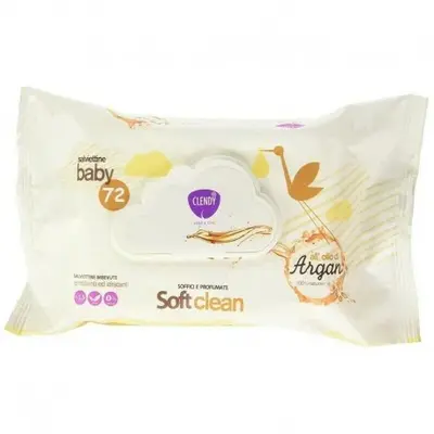 Clendy Soft Clean 72 Baby Wipes Argan Oil