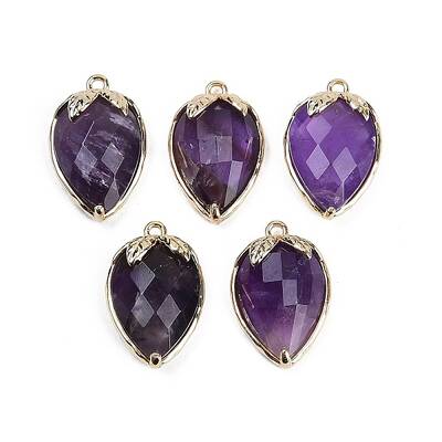 Natural Amethyst Faceted Pendants