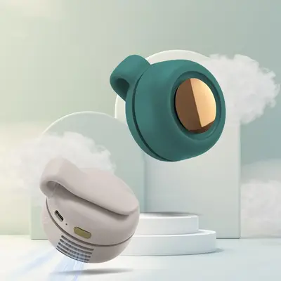 Portable Silent Mini Bladeless Electric Fan with Rotating Body and Three-speed Adjustable Silent Cooling, Clip-on Fan, Waist-...