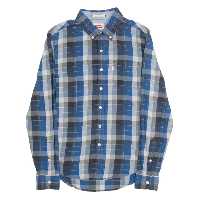 LEVI'S Slim Fit Mens Shirt Blue Check Long Sleeve S