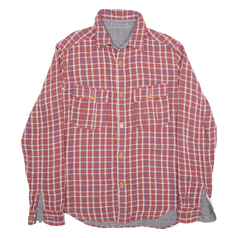 Flannel Shirt Red Check Long Sleeve Mens M