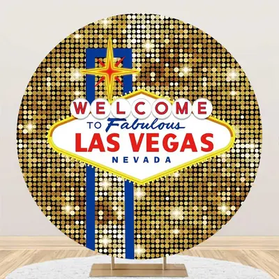 Round Welcome To Fabulous Las Vegas Casino Backdrop - Aperturee