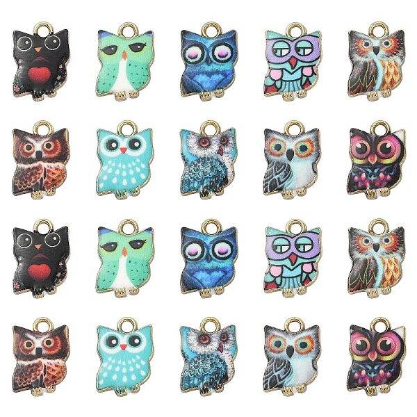 30Pcs 10 Styles Printed Alloy Pendants