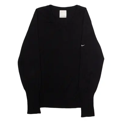 NIKE Golf Boys Jumper Black V-Neck Tight Knit Wool L