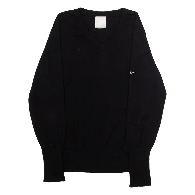NIKE Golf Boys Jumper Black V-Neck Tight Knit Wool L